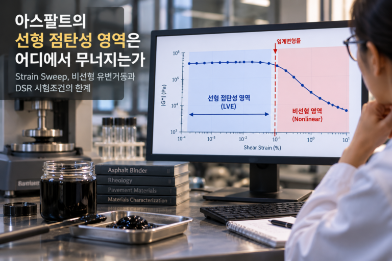 아스팔트의 선형 점탄성 영역은 어디에서 무너지는가 — Strain Sweep, 비선형 유변거동과 DSR 시험조건의 한계 3 선형 점탄성 영역을 확인하는 아스팔트 Strain Sweep DSR 시험