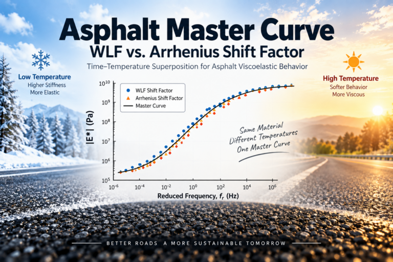 Asphalt Master Curve는 하나의 곡선으로 충분한가 — WLF·Arrhenius Shift Factor와 시간-온도 중첩원리의 한계 2 Asphalt master curve with WLF and Arrhenius shift factor comparison