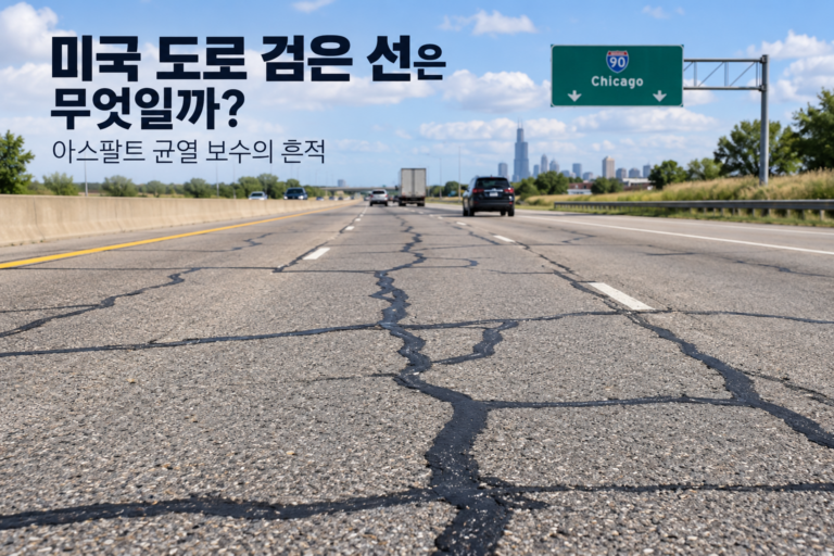 미국 도로 위 검은 고무줄 같은 선은 무엇일까? 아스팔트 균열 보수의 흔적 2 미국 도로 검은 선으로 보이는 아스팔트 균열 보수 Crack Sealing