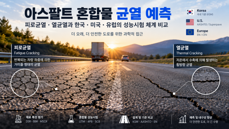 아스팔트 혼합물 균열 예측 — 피로균열·열균열과 한국·미국·유럽의 성능시험 체계 비교 1 아스팔트 혼합물 균열 예측 — 피로균열과 열균열 및 한국·미국·유럽 성능시험 비교