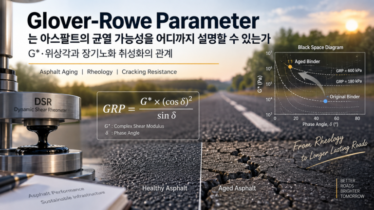 Glover-Rowe Parameter는 아스팔트의 균열 가능성을 어디까지 설명할 수 있는가 — G*·위상각과 장기노화 취성화의 관계 6 Glover-Rowe Parameter와 아스팔트 장기노화에 따른 균열 가능성
